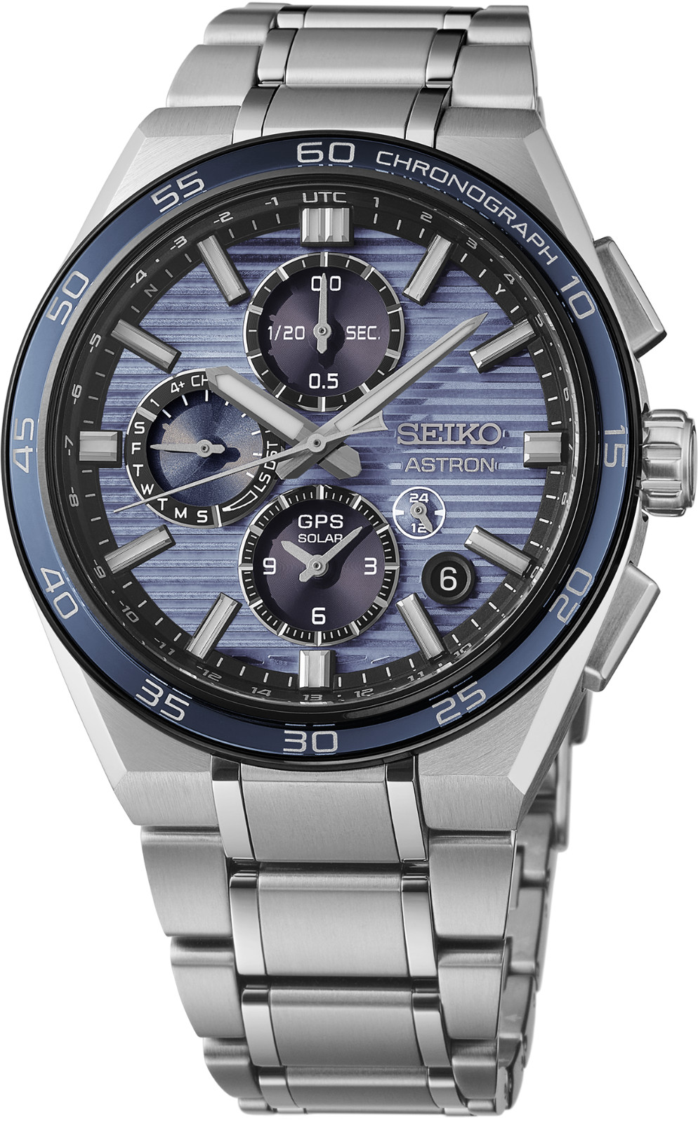 NEW Seiko Astron SSH175 GPS Solar Chrono Titanium Blue 44mm