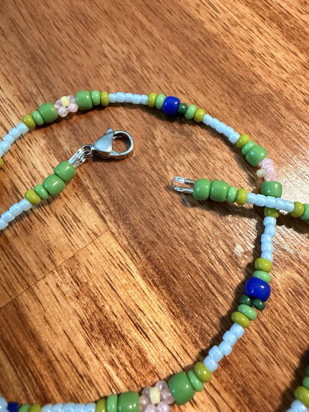 🫐✨Handmade Wild Blueberry Glass Seed Bead Necklace 15” Stainless Steel✨🫐
