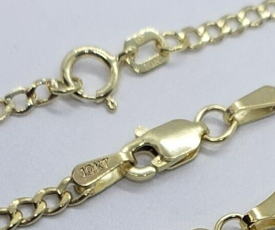 10K Yellow Gold Hollow Cuban Curb Chain Link Necklace Bracelet 2mm 2.5mm 7″~30″