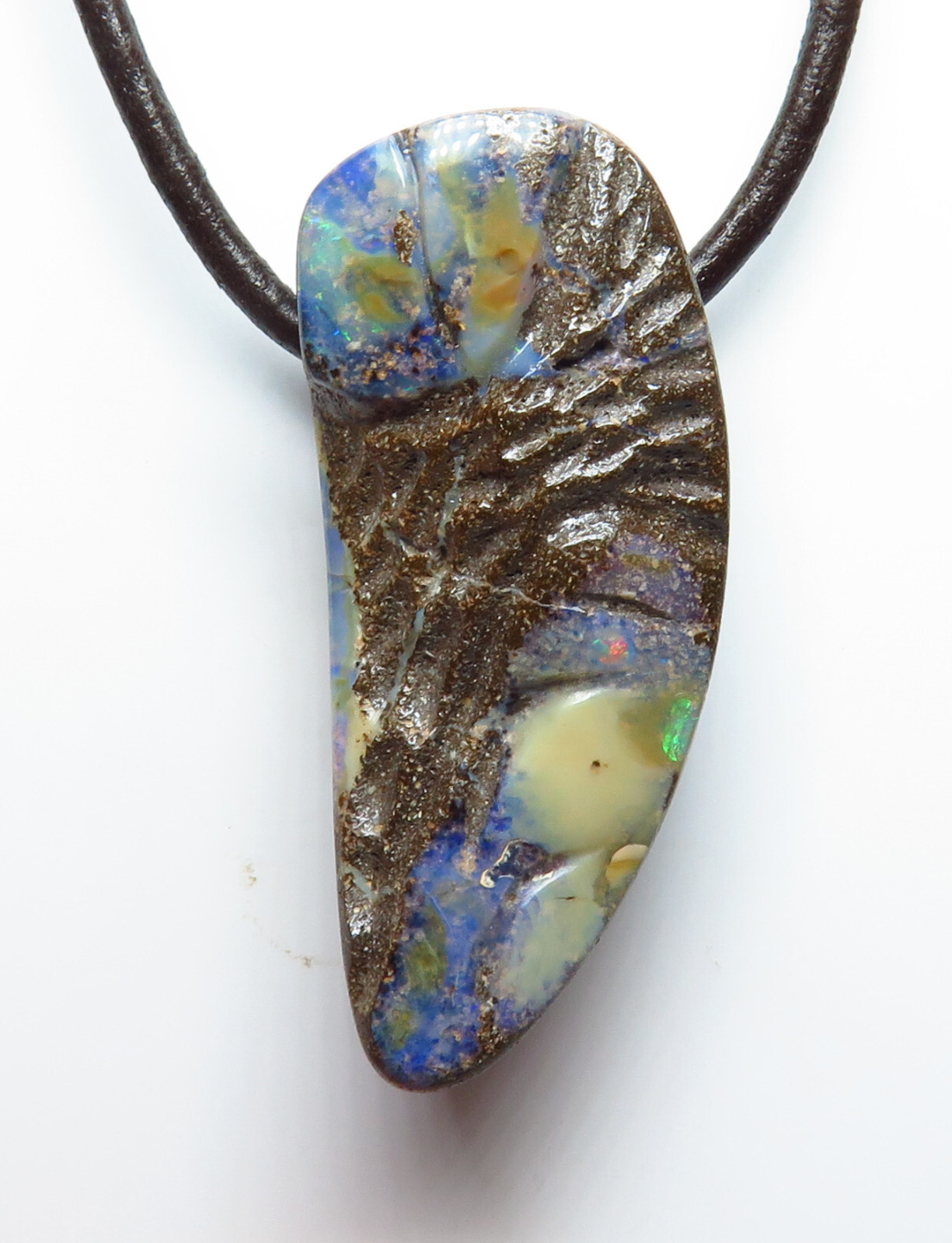 Australian Boulder Opal 47.30ct Drilled Queensland Natural Pendant Stone