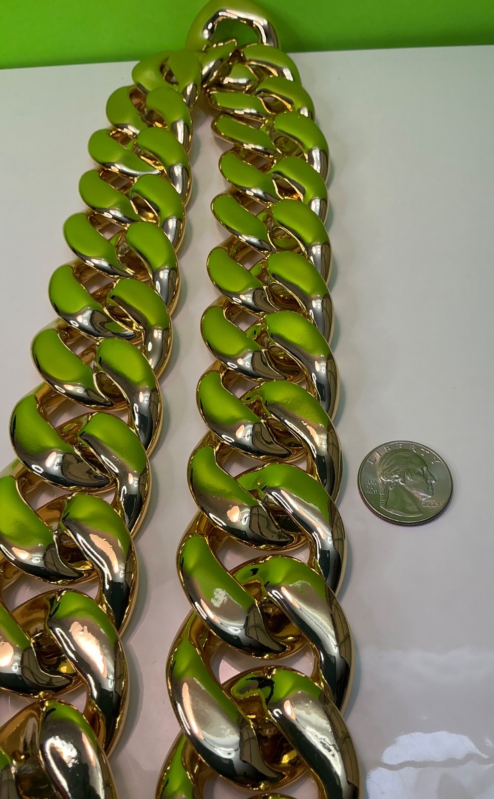 Hip-hop Gold Thick Chain Necklace Bracelet Men Punk Large Plastic New Unisex 36”