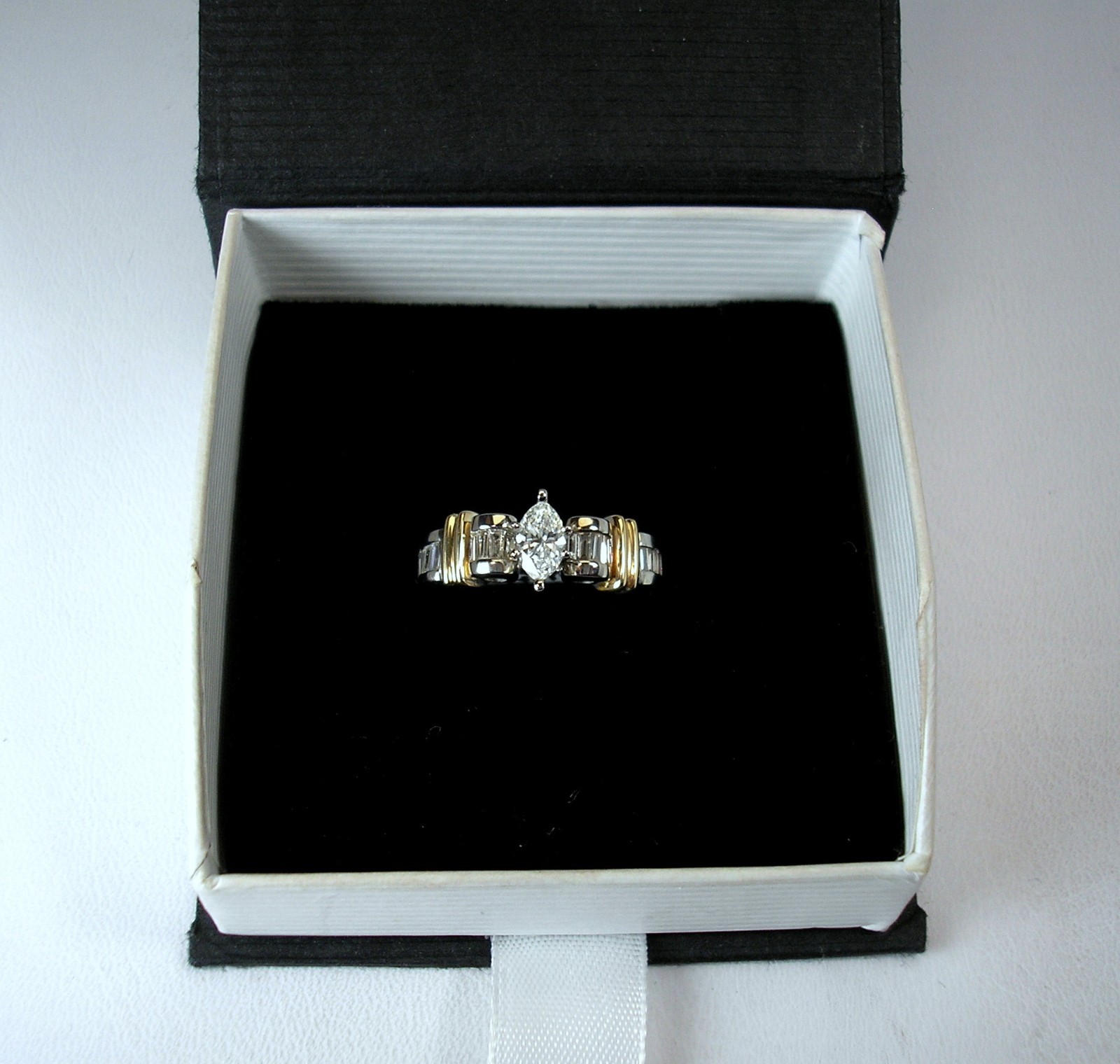 0.36 ct Marquise 0.61 ctw Natural Diamond 14KTT Engagement Ring Was $1,995 Video