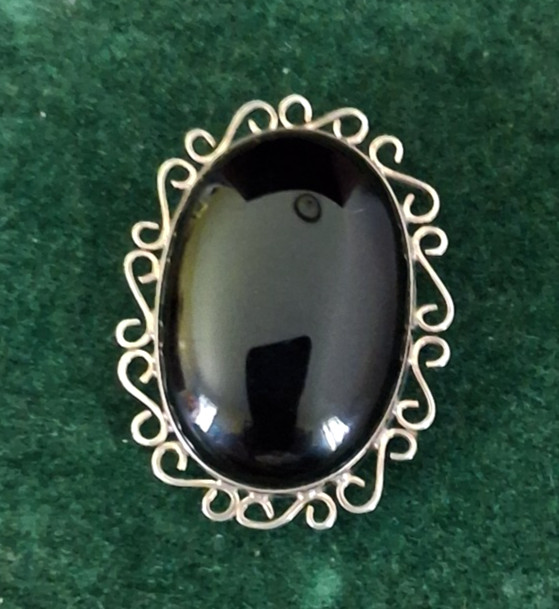 VTG TAXCO Mexico 925 TP-54 Sterling Black Onyx Bolo Tie Slide Pendant 36.6 g