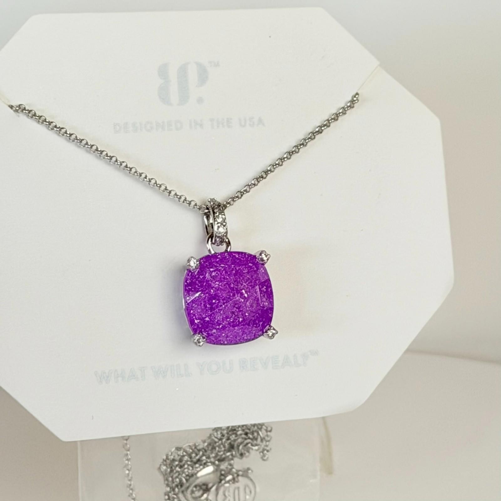 Bomb Party Necklace “Silver Lining Of You” Lavender Ice Crystal on Rhodium