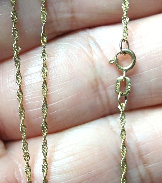 10K SOLID YELLOW GOLD “OR” NECKLACE THIN CHAIN 18″ LONG 1.0 GRAM hi