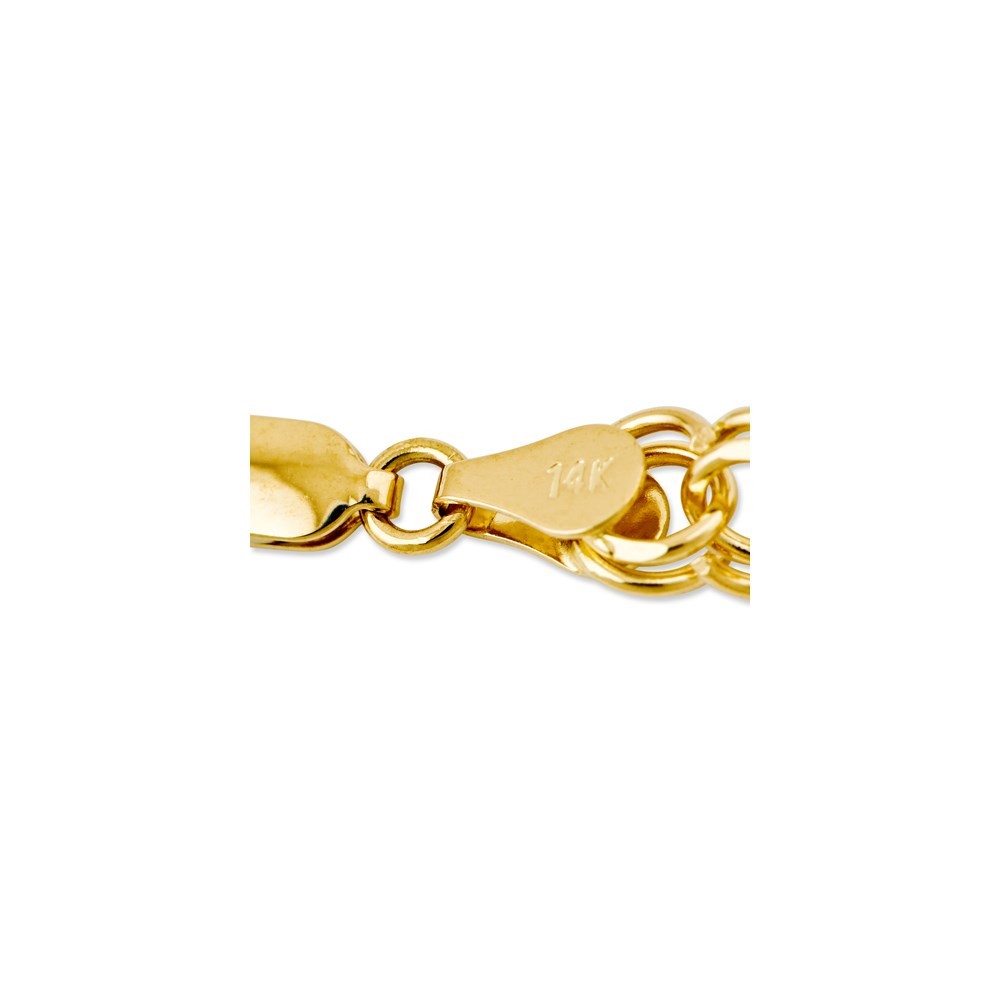 14k Yellow Gold 6mm Solid Double Link Fancy Charm Bracelet 8″