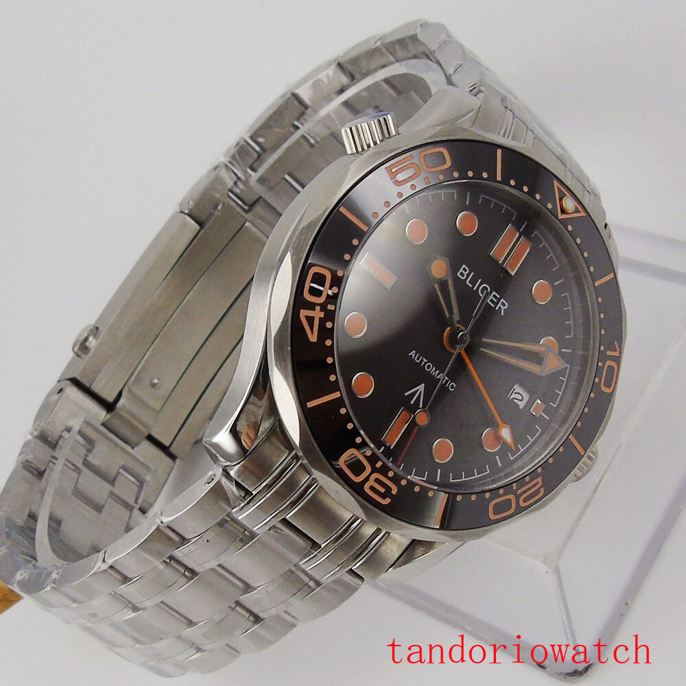 BLIGER 41mm stianless steel case men wristwatch GMT function automatic movement