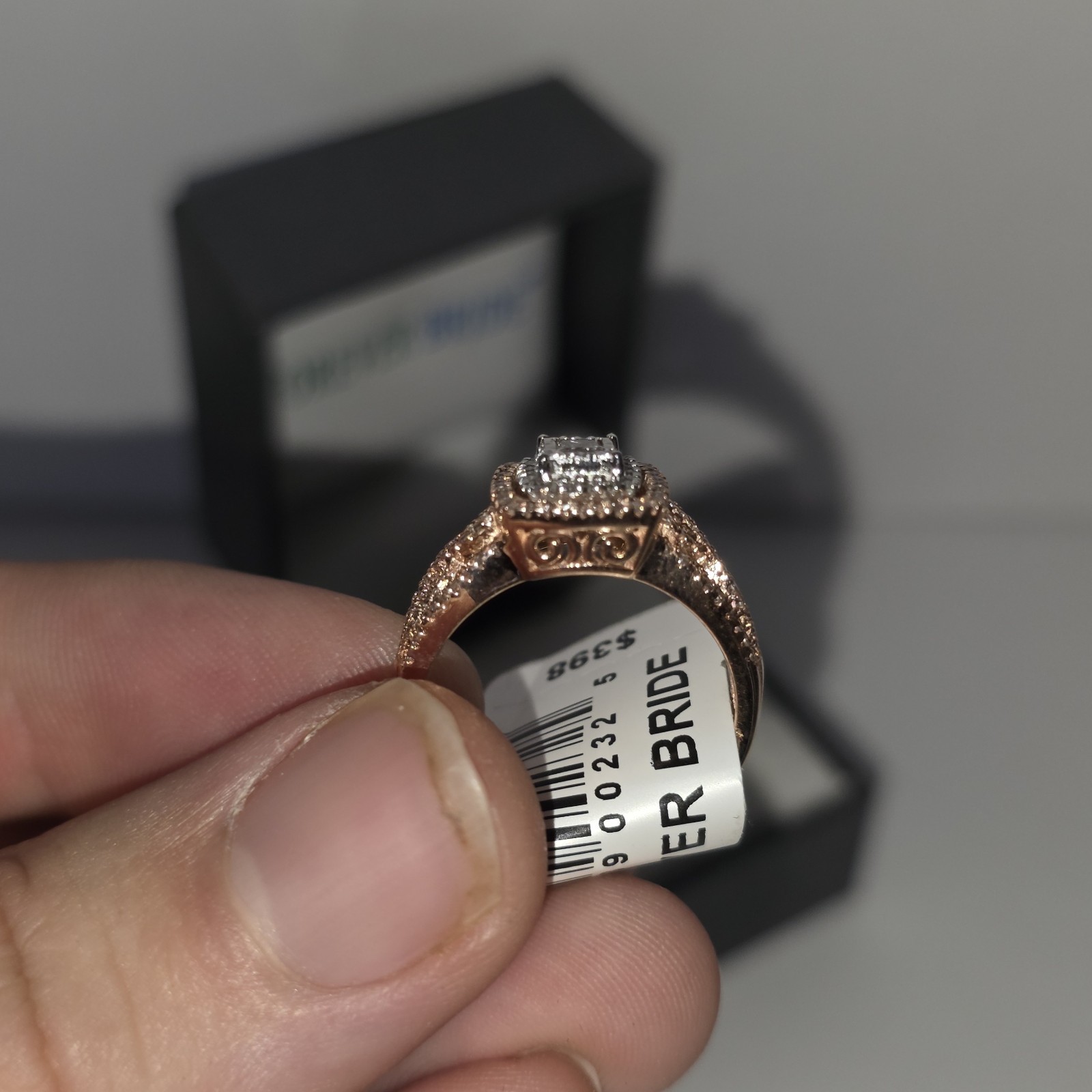 Forever Bride 10K Rose Gold 1/2 CTTW Diamond Cushion Bridal Ring, Women, Adults
