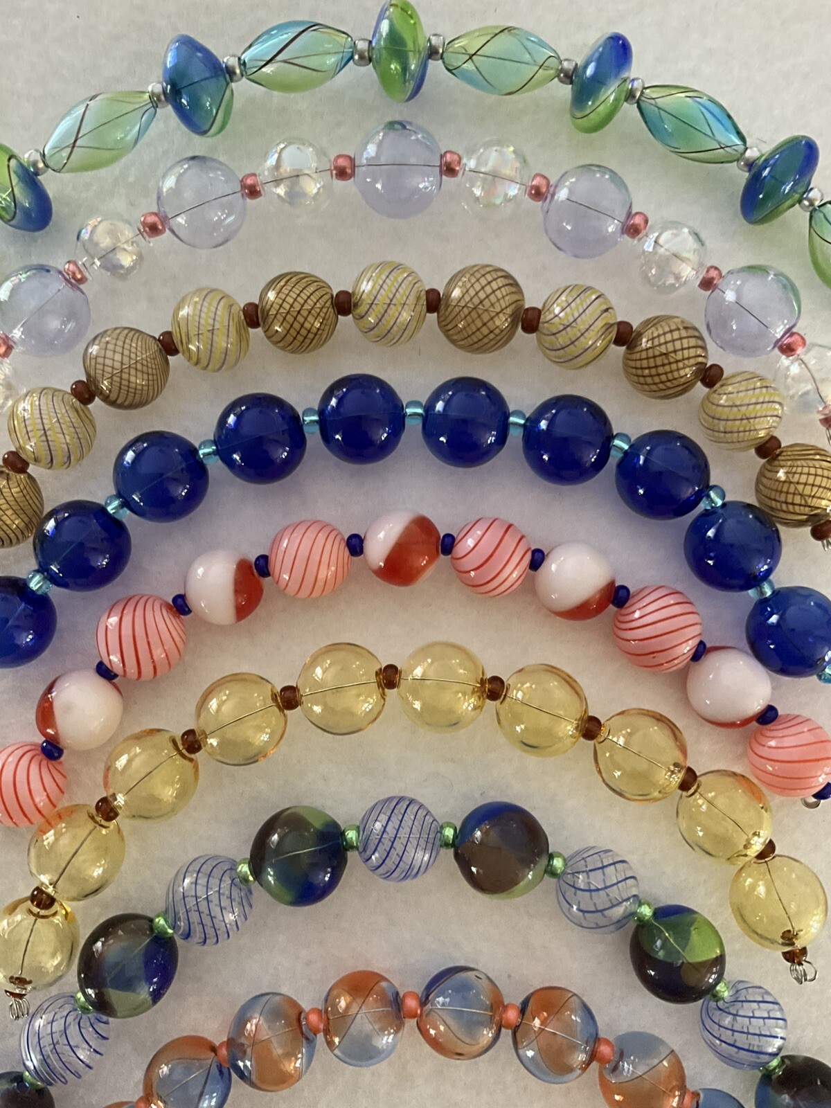 New Handblown LampWork Glass Bead Lot 12-18mm/8 Strands
