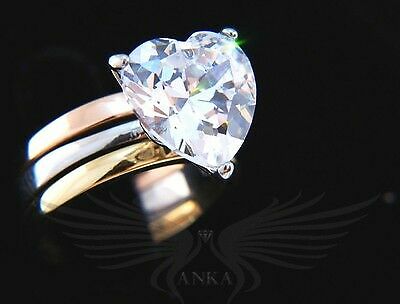 Brilliant 5Ct Heart Shaped Cubic Zircon CZ AAA Wedding Set 5 6 7 8 9 10 Tk1275