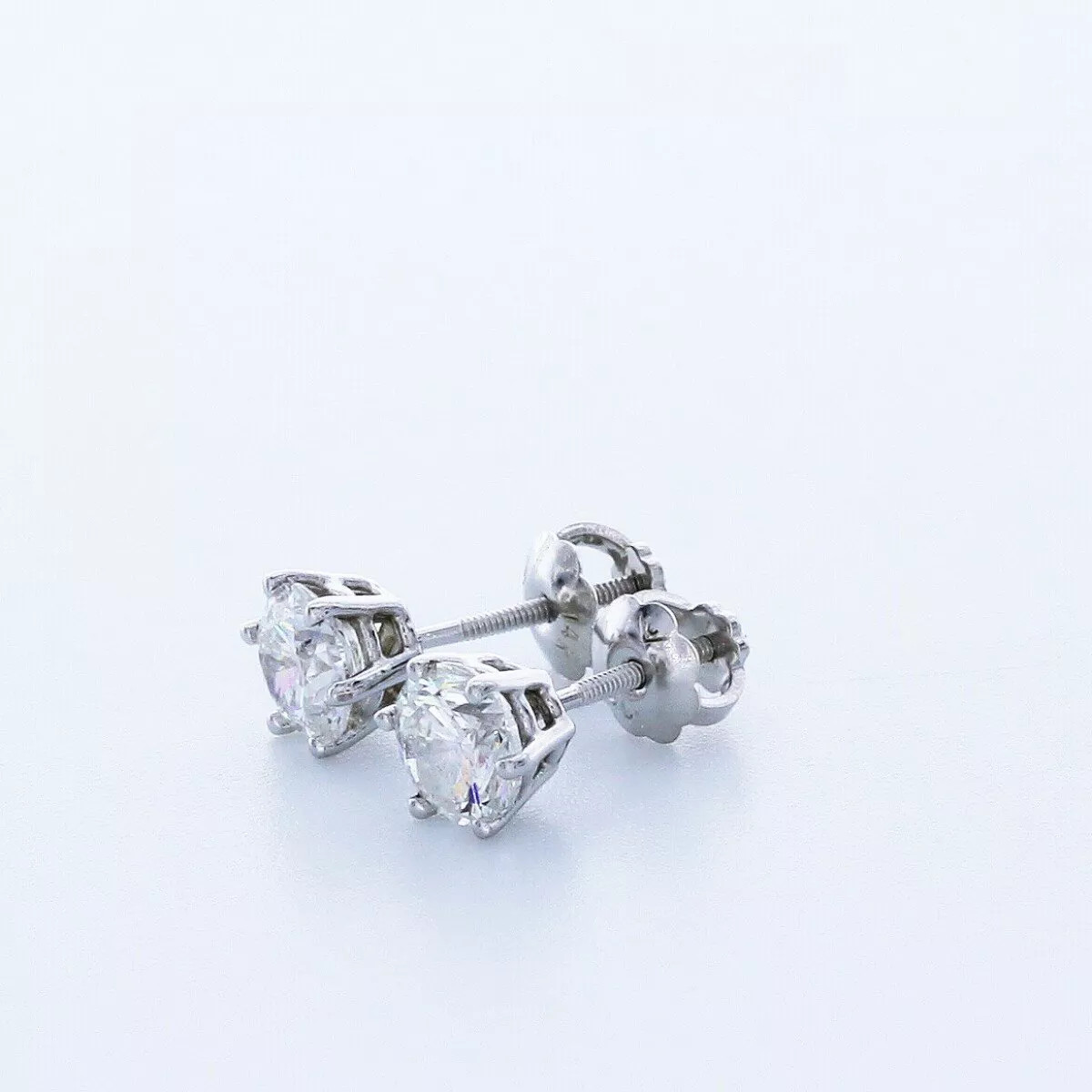 Stud Earrings Classic Solid 14K White Gold 1.26 CT Round Natural Diamond G SI1
