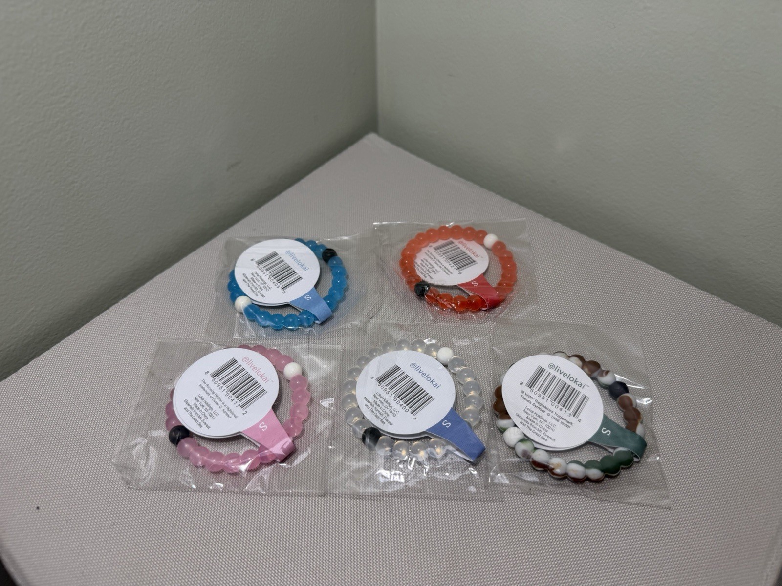 Lot of 5 New Lokai Bracelets – Size S Pink, Clear, Camo, Red, Blue