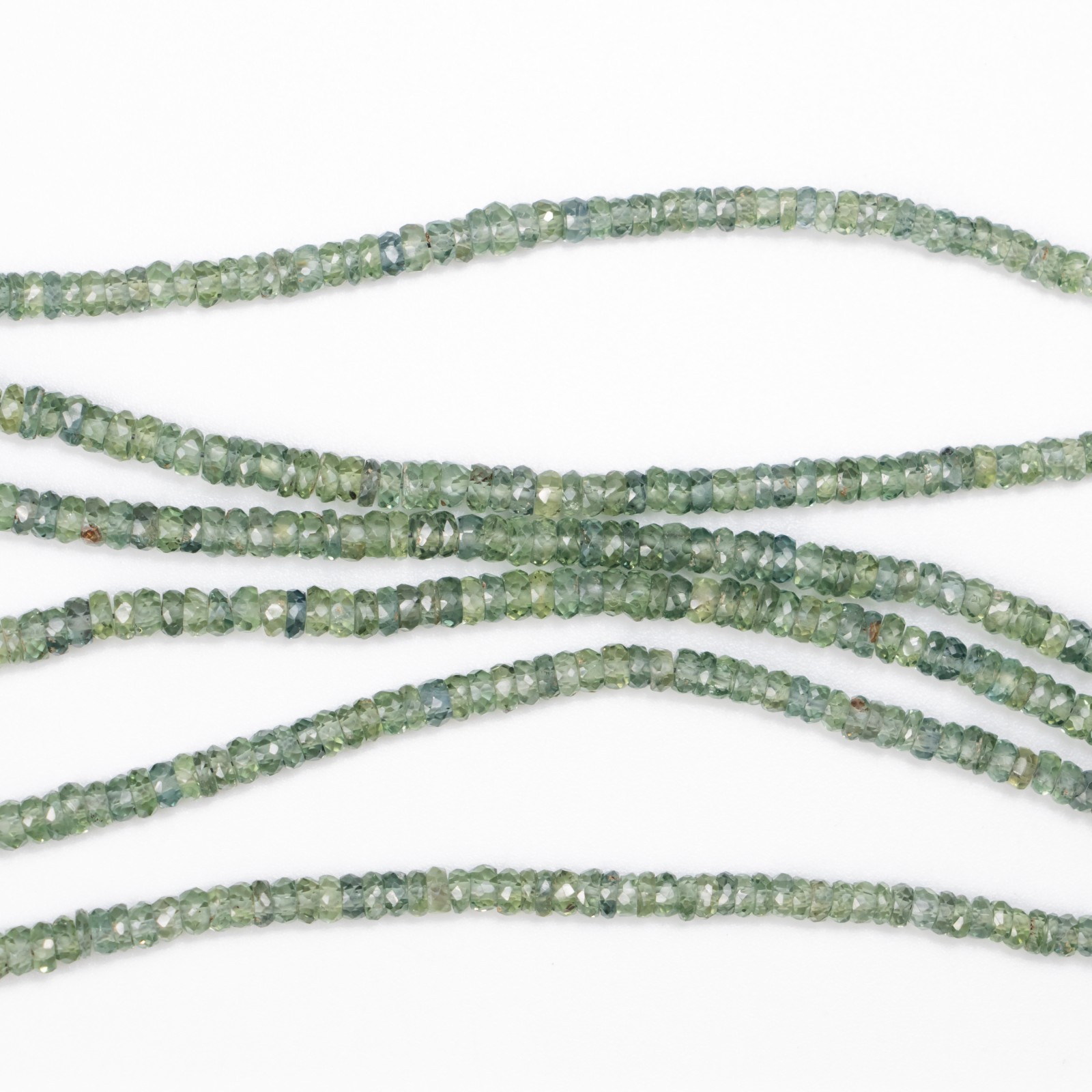 Natural Green Sapphire Faceted Rondelle Beads, 3 mm To 4 mm, Sapphire Rondelle