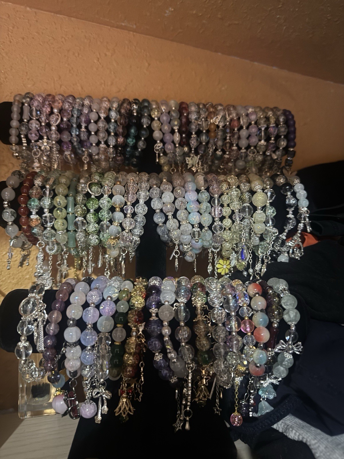 Mixed Jewelry Lot 50+ Multicolor Beaded Stretch Bracelets Mixed Materials