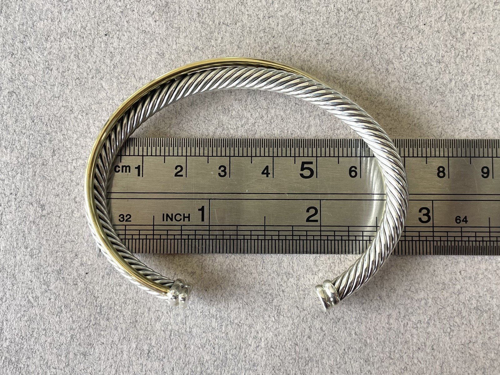 David Yurman Sterling and 18k Crossover Cuff Bracelet