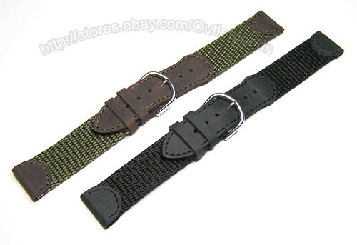 17mm 18mm 19mm 20mm Leather & Nylon Replacement Watchband Strap for Sports Watch