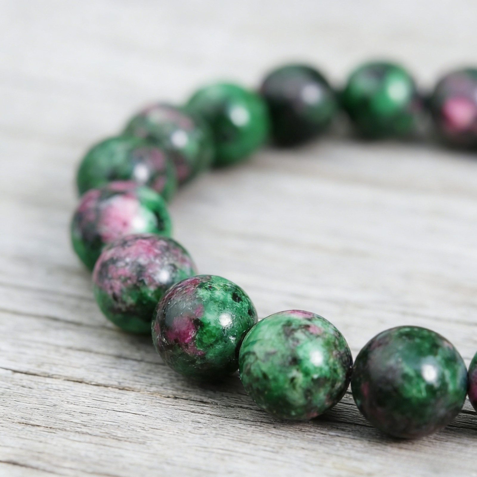 10mm Ruby Zoisite Beads Bracelet Natural Crystal Stretch Bracelet Christmas Gift
