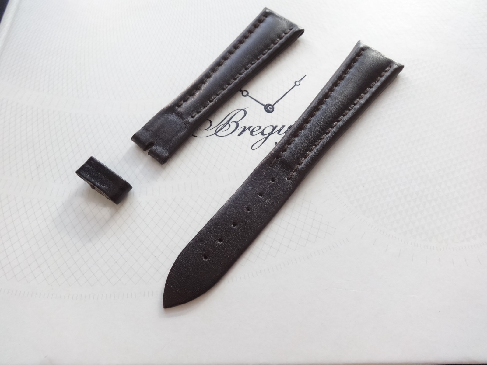 Breguet OEM Genuine Calf skin leather XL long size length strap Brown 21mm New