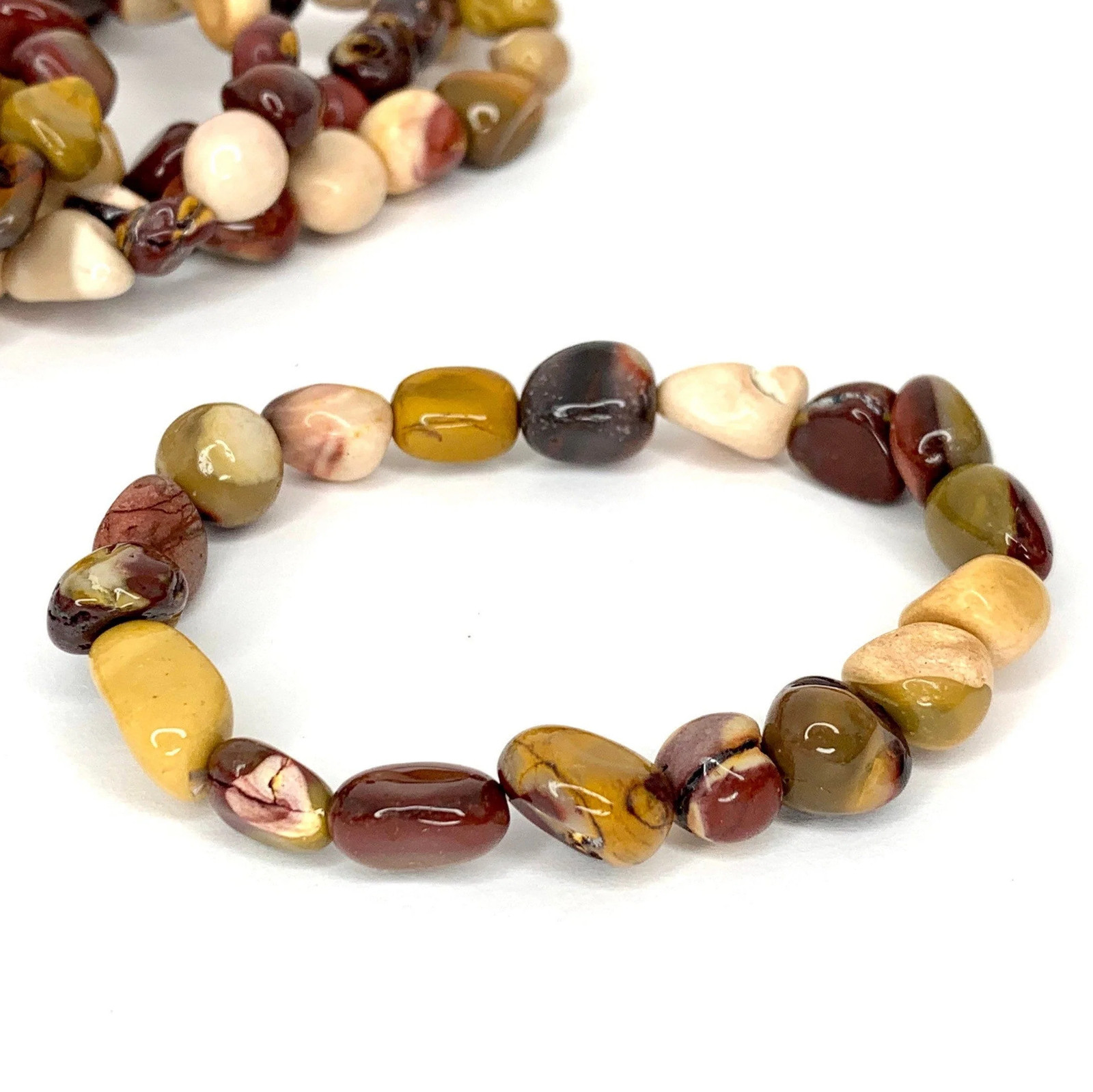 Mookaite Jasper Tumbled Bead Stretch Bracelet