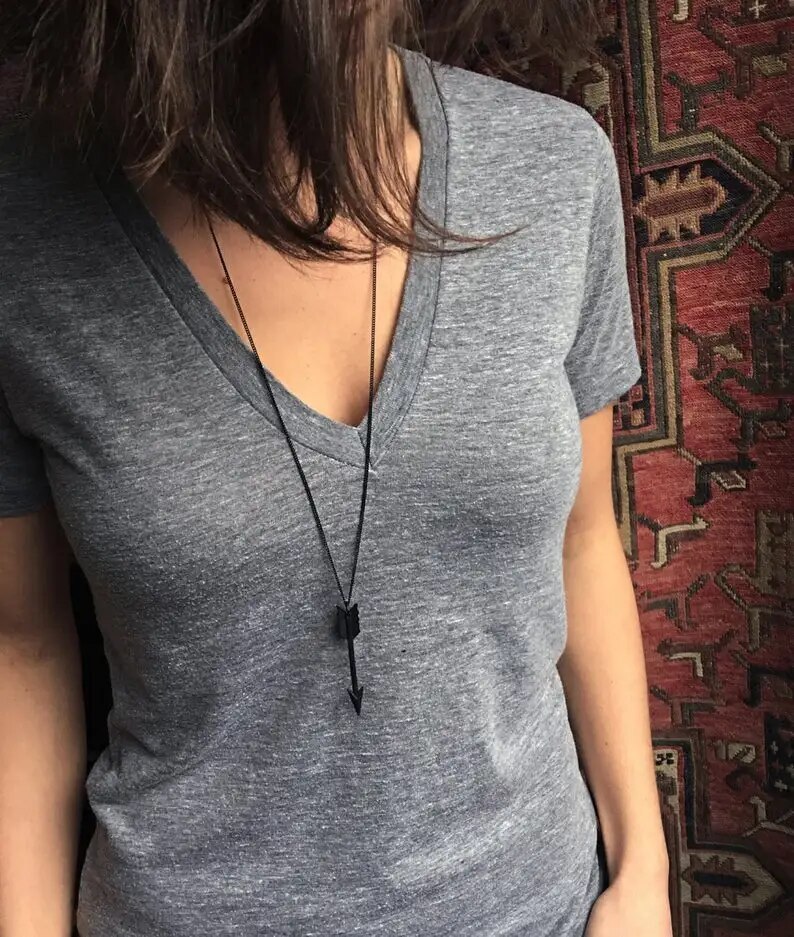 Fashion Jewelry Gold Silver Or Black Arrow Pendant Long Necklace 522