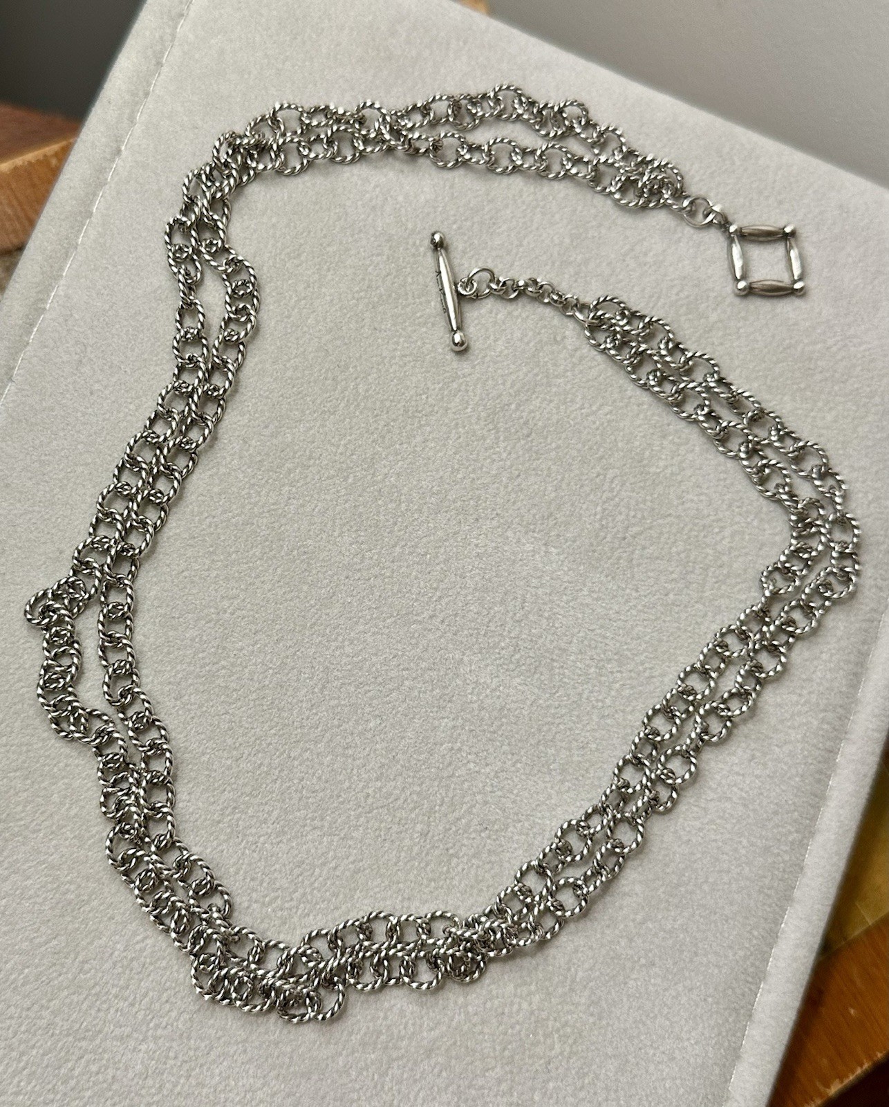 Ann King Sterling Silver Double-Row Chain Cable 18” Necklace, 34Gs.