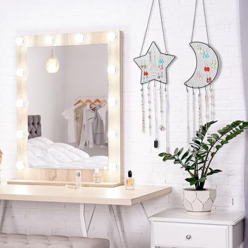 2 Pcs Wall Mount Earring Holder Organizer Jewelry Display Rack w/ Hanging Hooks
