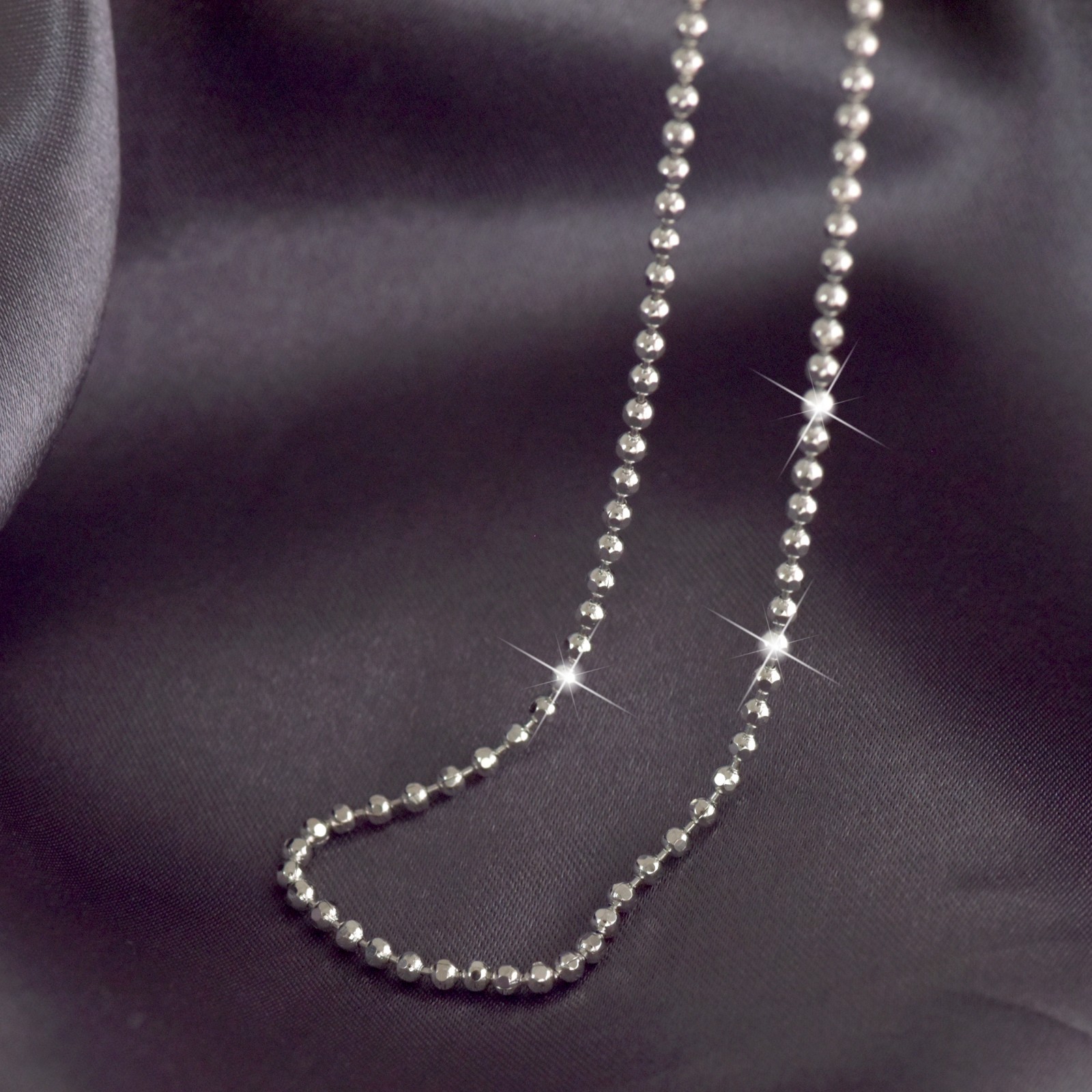 18k white gold plated ball bead dot chain necklace 80cm extra long 2mm xl aeiwo