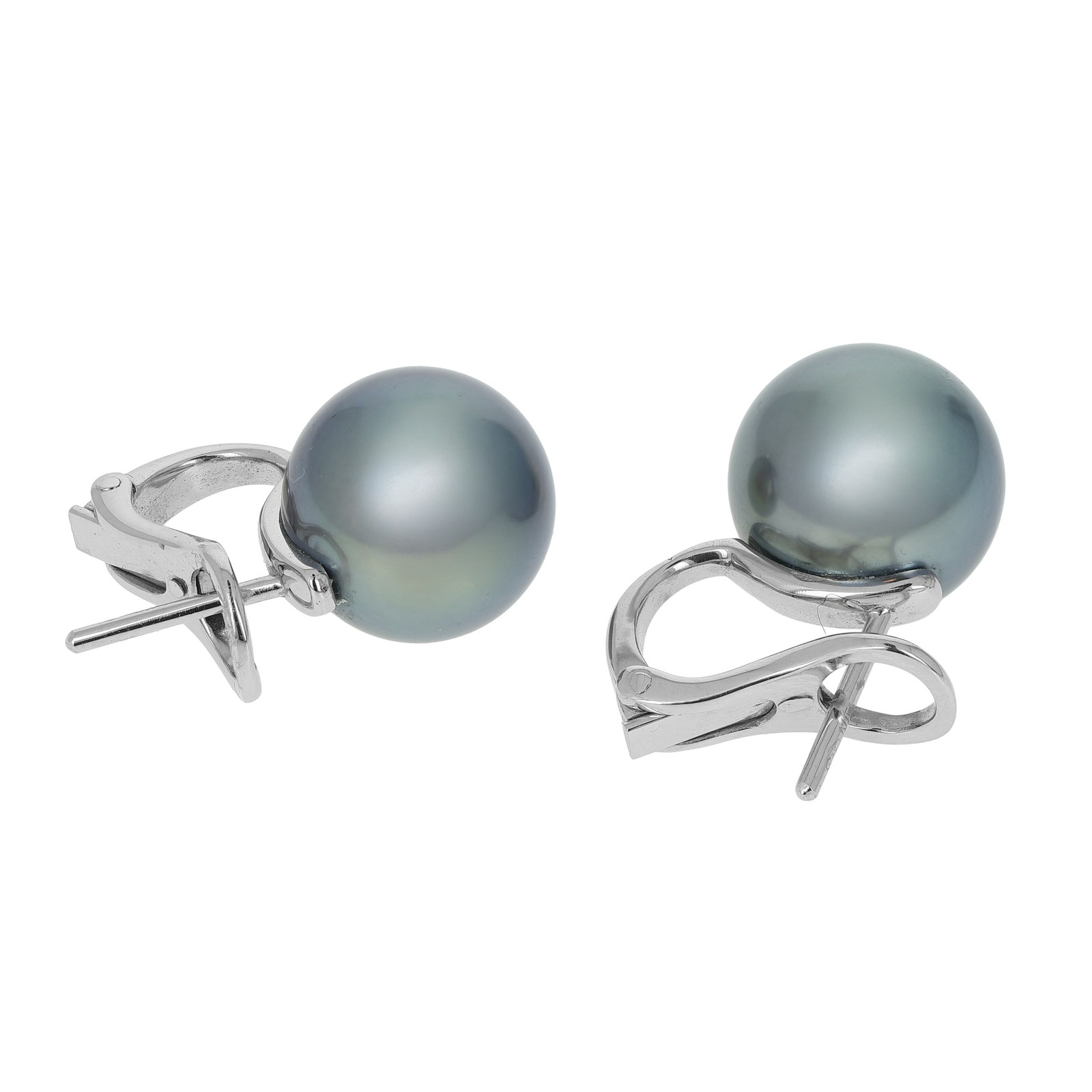 Mikimoto Classic 18k White Gold 11.50mm Black Tahitian Pearl Earrings