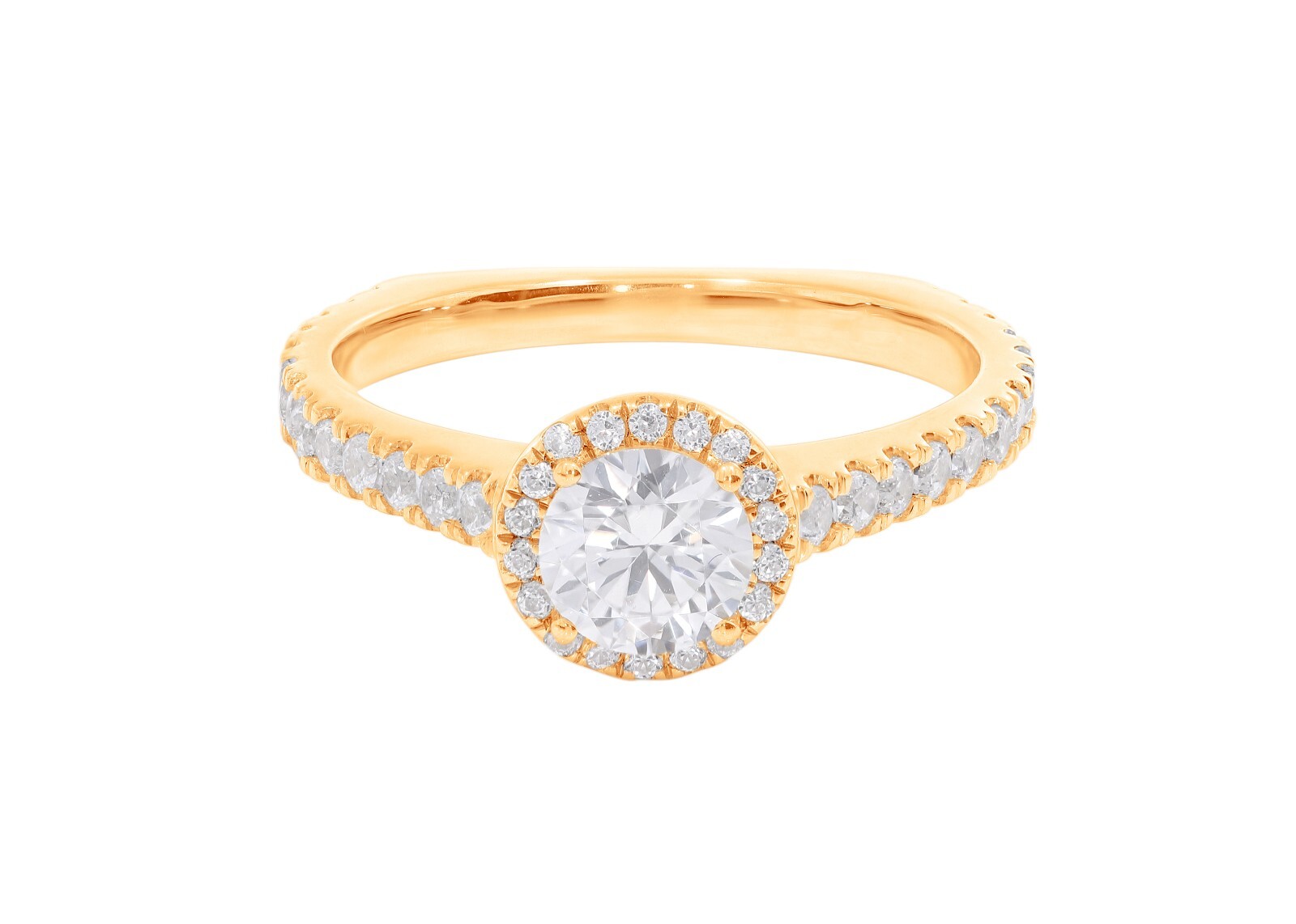 1.25 Carat Round Cut Moissanite Halo Engagement Ring in 925 Silver for Women