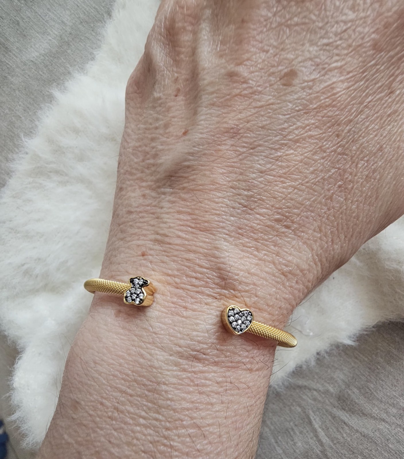 🧡💛💫TOUS MESH HEART AND BEAR BRACELET S925 VERMEIL