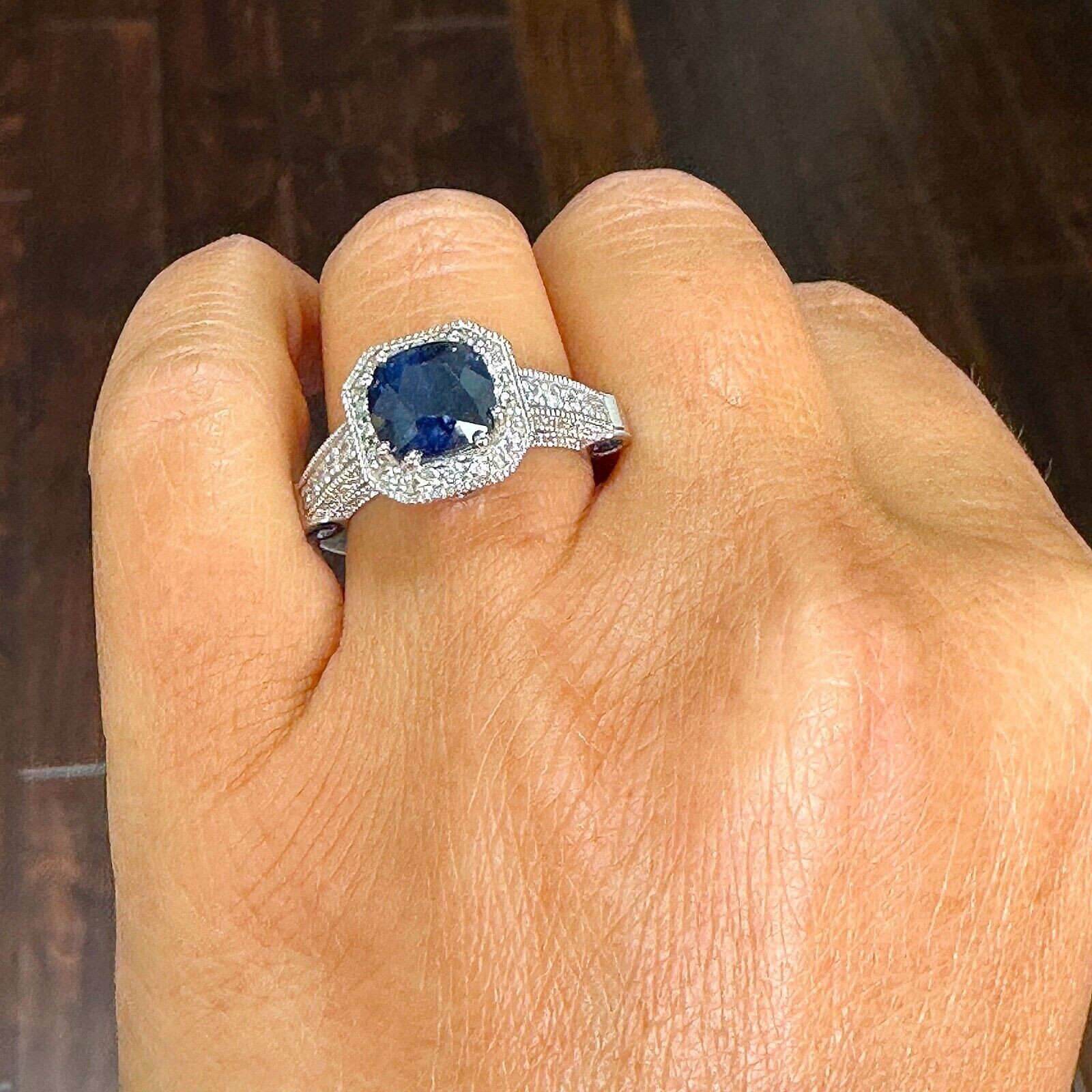 14k White Gold Plated In 2Ct Round Cut Simulated Sapphire Women’s Stunning Ring