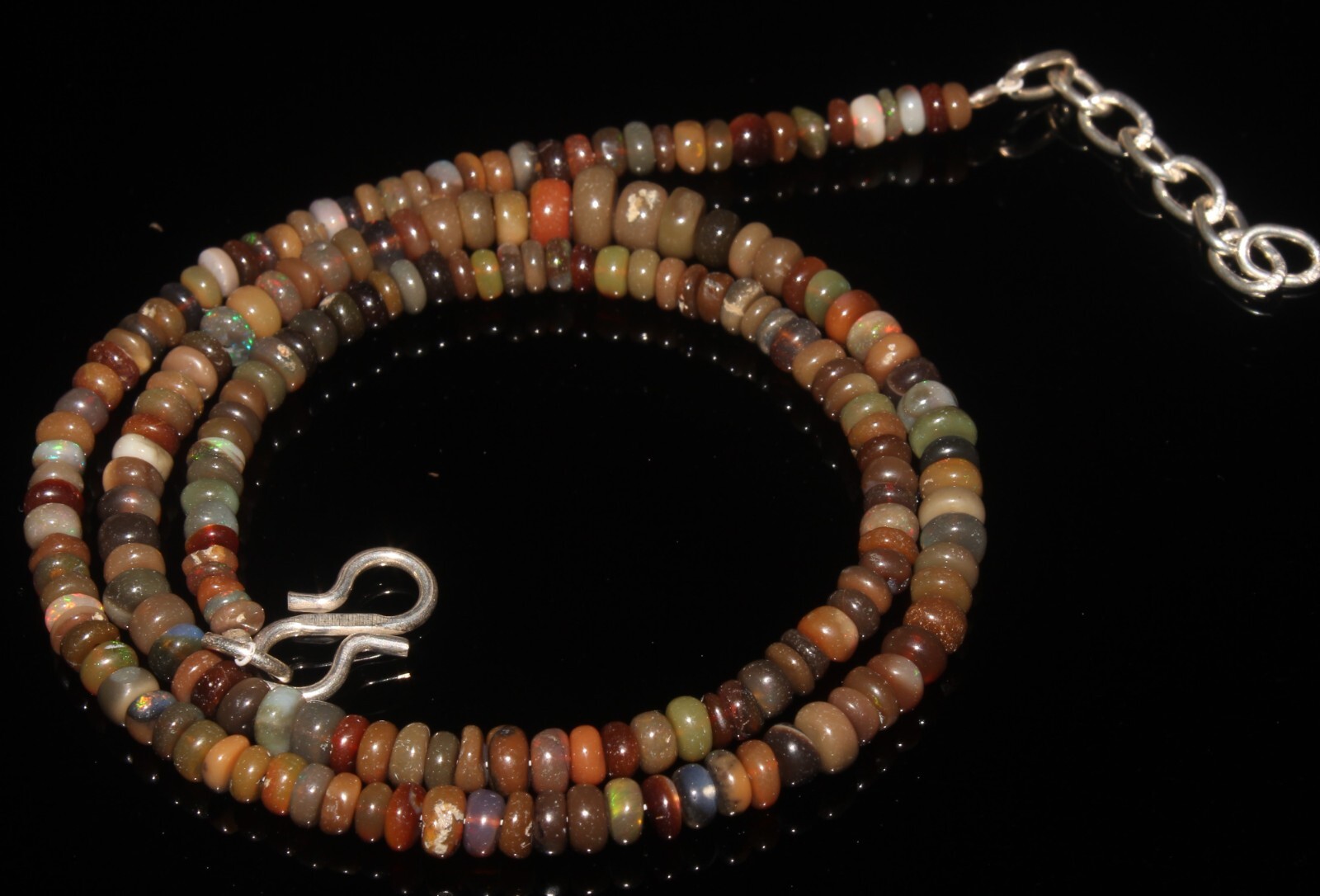 39 Crt 3to5 MM Natural Ethiopian Welo Opal Rondelle Beads Necklace #594