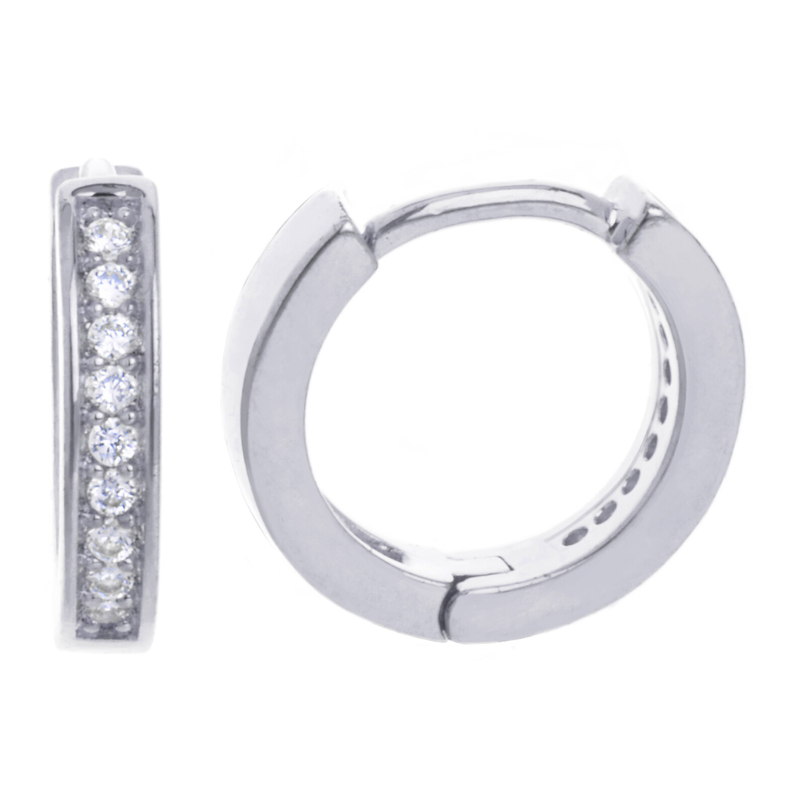 Men’s Women’s Gold Silver Black Tone Iced CZ Huggie Hoop Snap Earrings HE 113