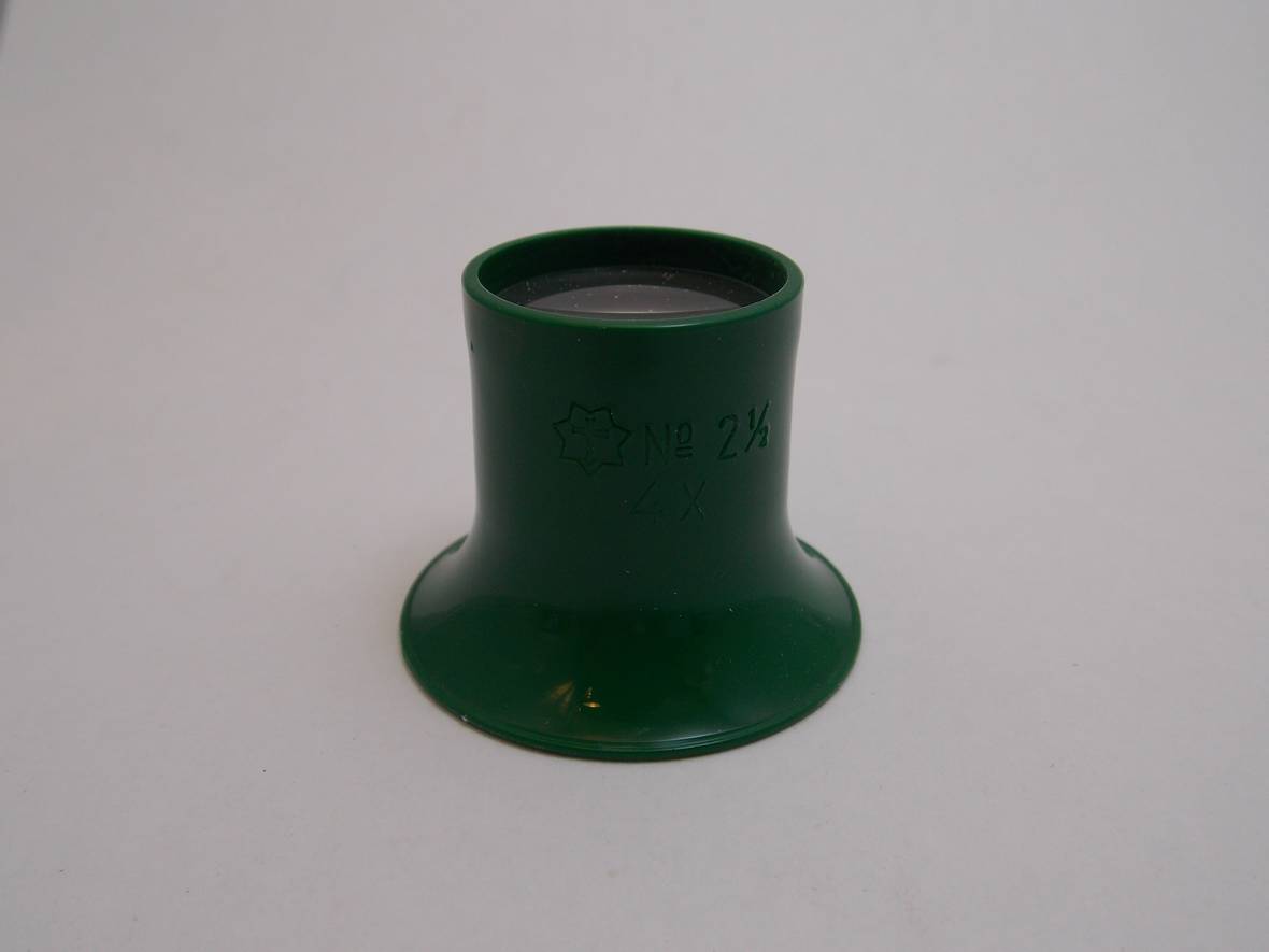 Monocolo lente 6.7 x orologiaio plastica verde Sternkreuz Made Germany Eye Loupe