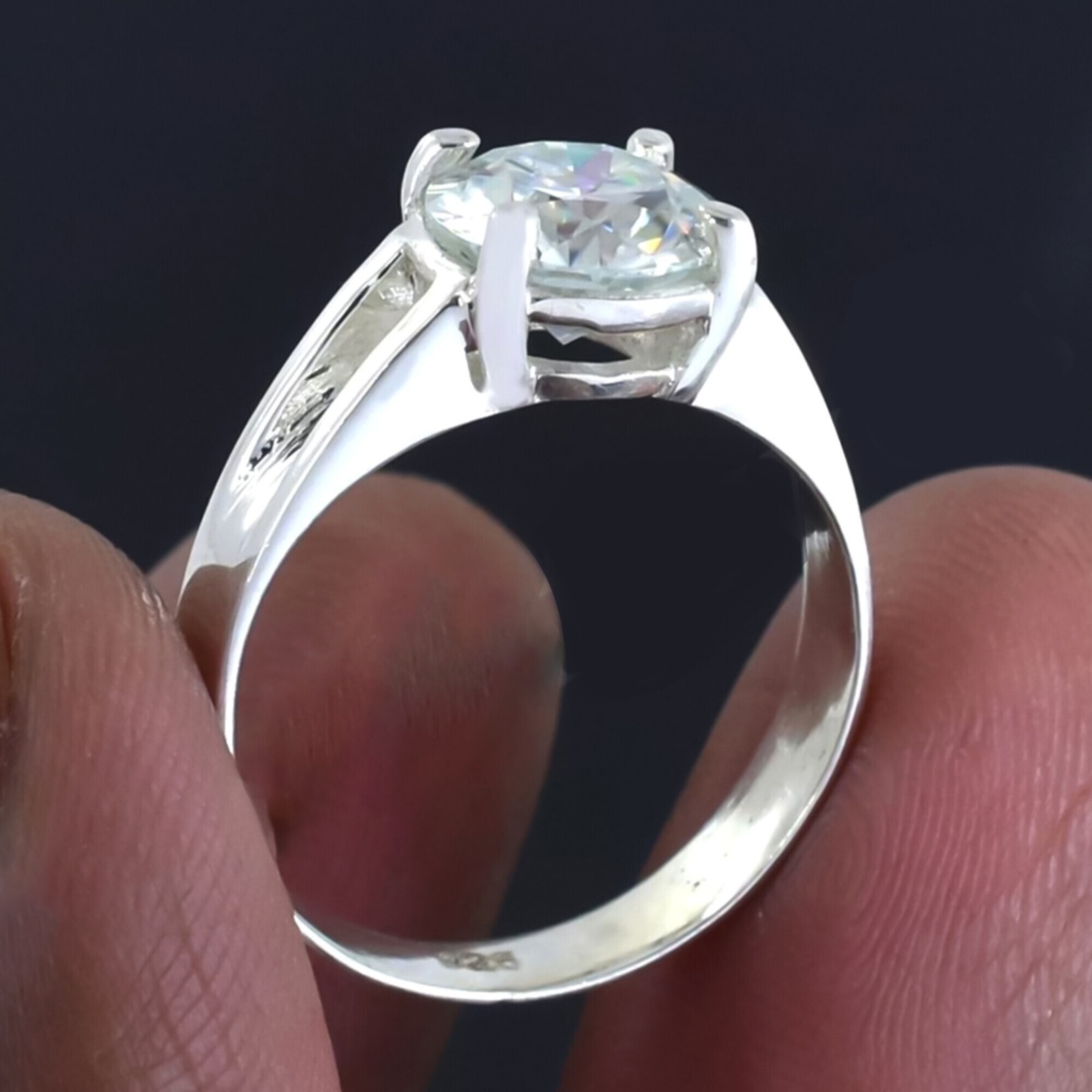 2.50 Cts White Round Cut Certified Diamond Solitaire 925 Sterling Silver Rings