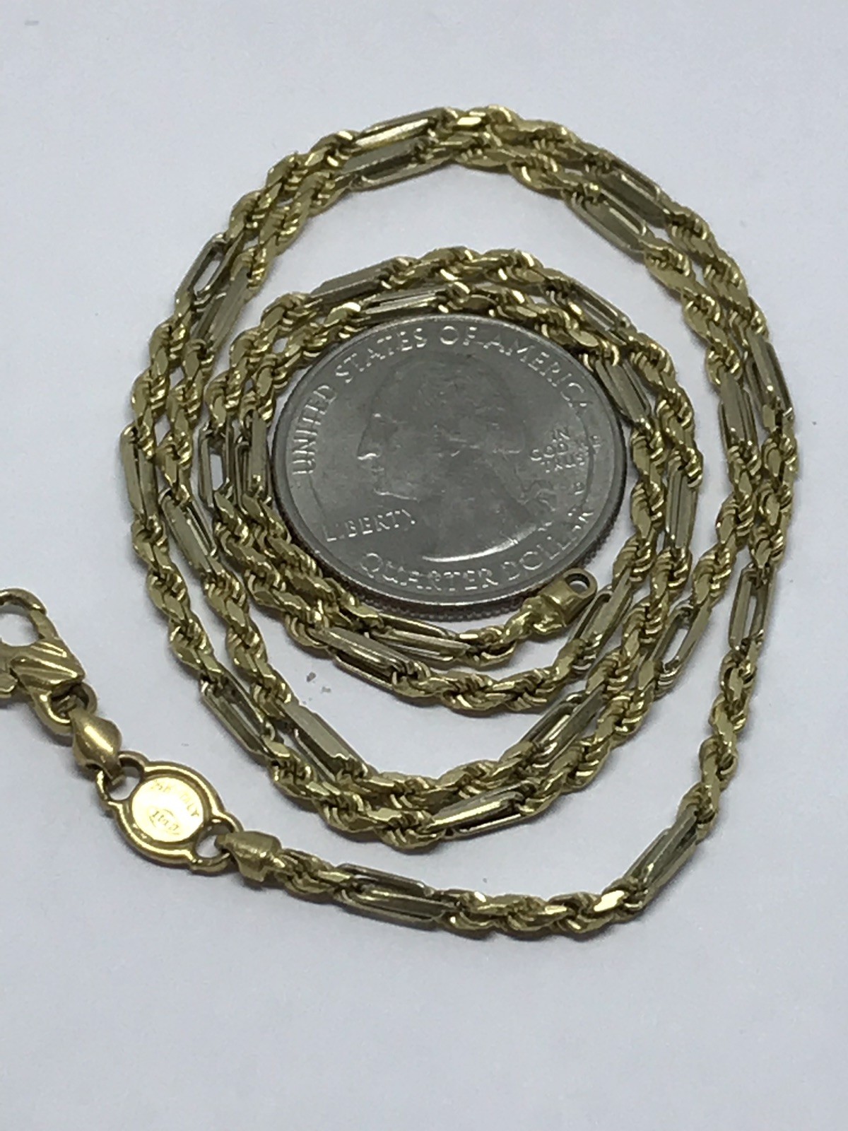 GOLD 14k chain figarope Yellow White Italy 22” Inch 2mm 14.5g