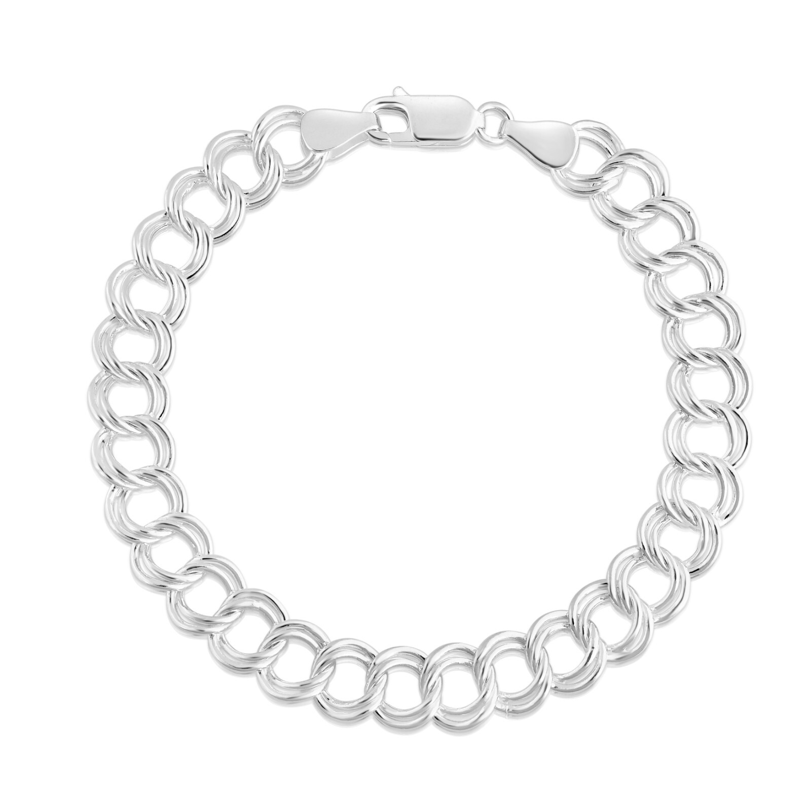 925 Sterling Silver 9MM Double Link Charm Bracelet Chain For Men and Women -7.5″