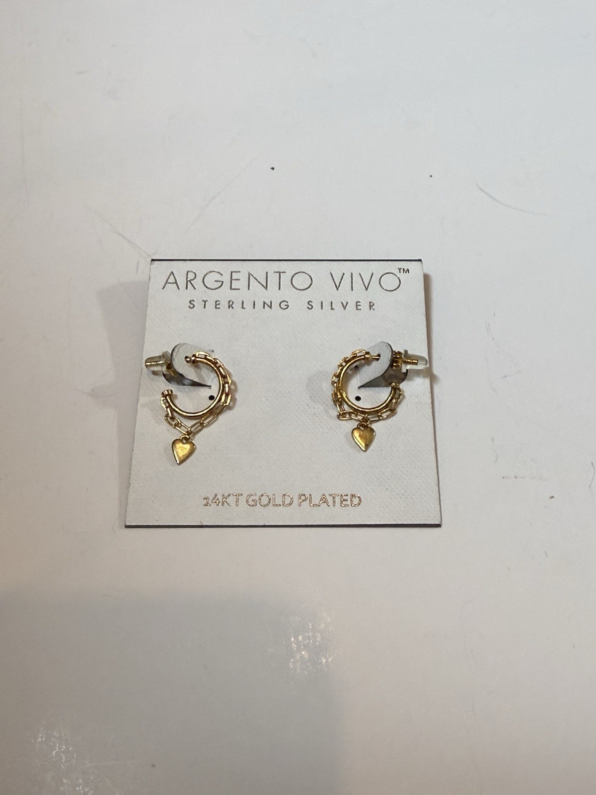 Argento Volvo sterling Silver With 14k Gold Plating Hoops With Heart Earrings