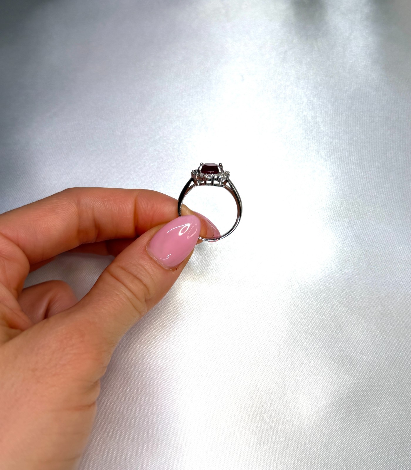3 Carat Natural Ruby Ring 8x10mm 925 Sterling Silver with Platinum Plating