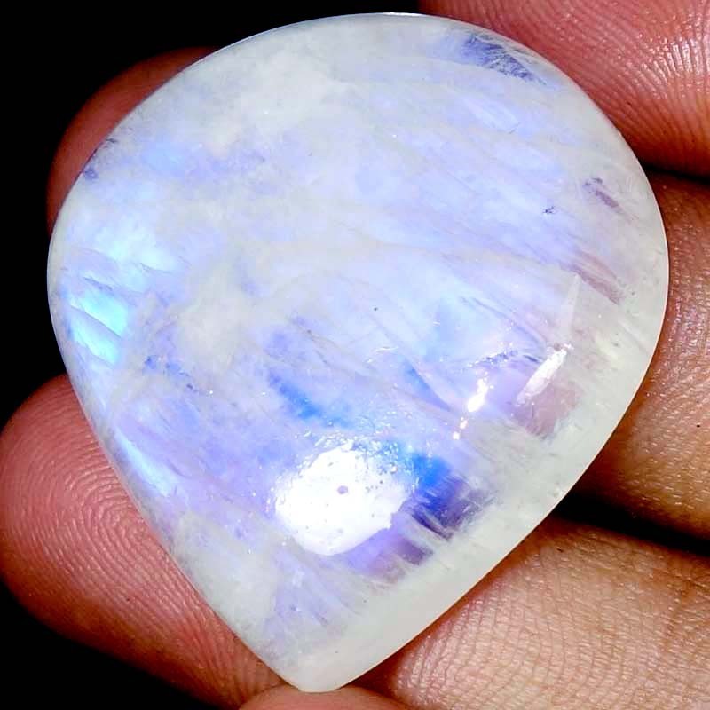 99.20 Cts 100% Natural Rainbow Blue Moonstone Pear Sri Lanka Gemstone 34x36x10mm