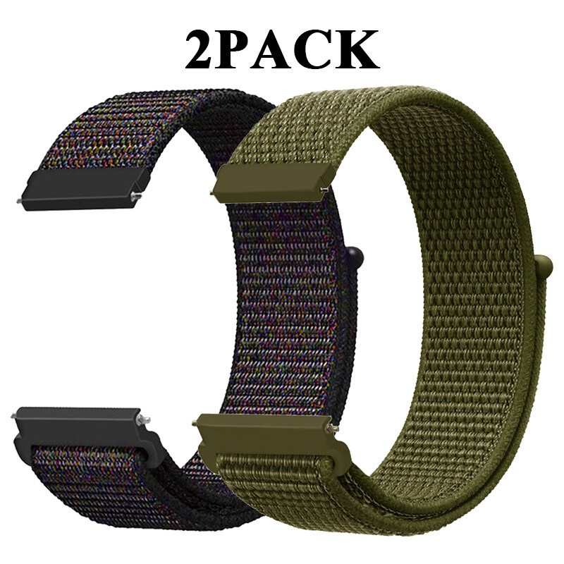 2PCS Nylon Loop Woven Watch Strap Replacement For Smart Watch Bracelet Band