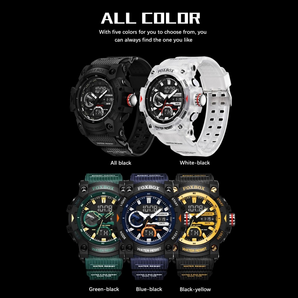 Men’s Watch Big Dial Quartz Digital Analog Luminous Waterproof Sports Wristwatch