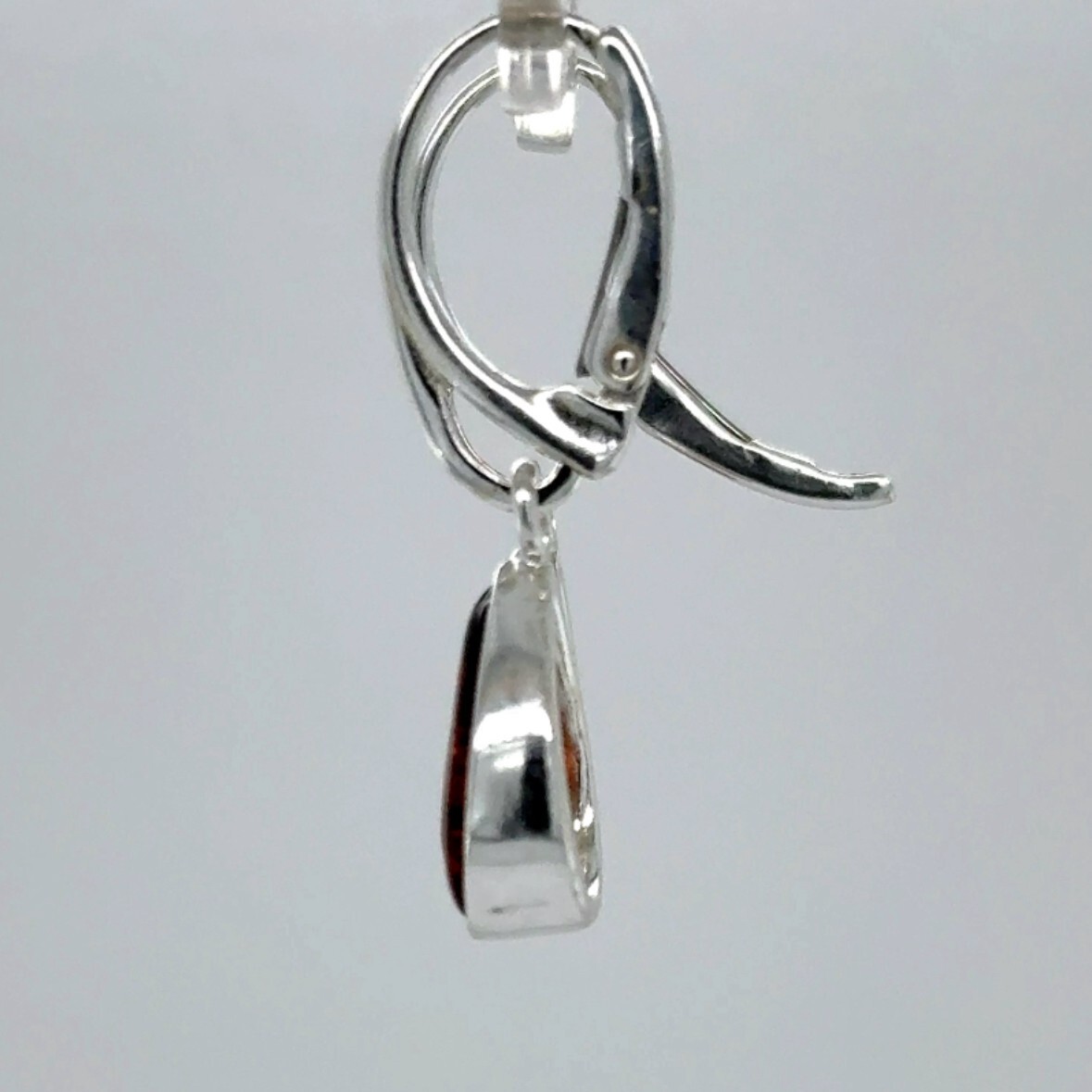 Cognac / Brown BALTIC AMBER Drop Leveback Earrings 925 STERLING SILVER #1652e