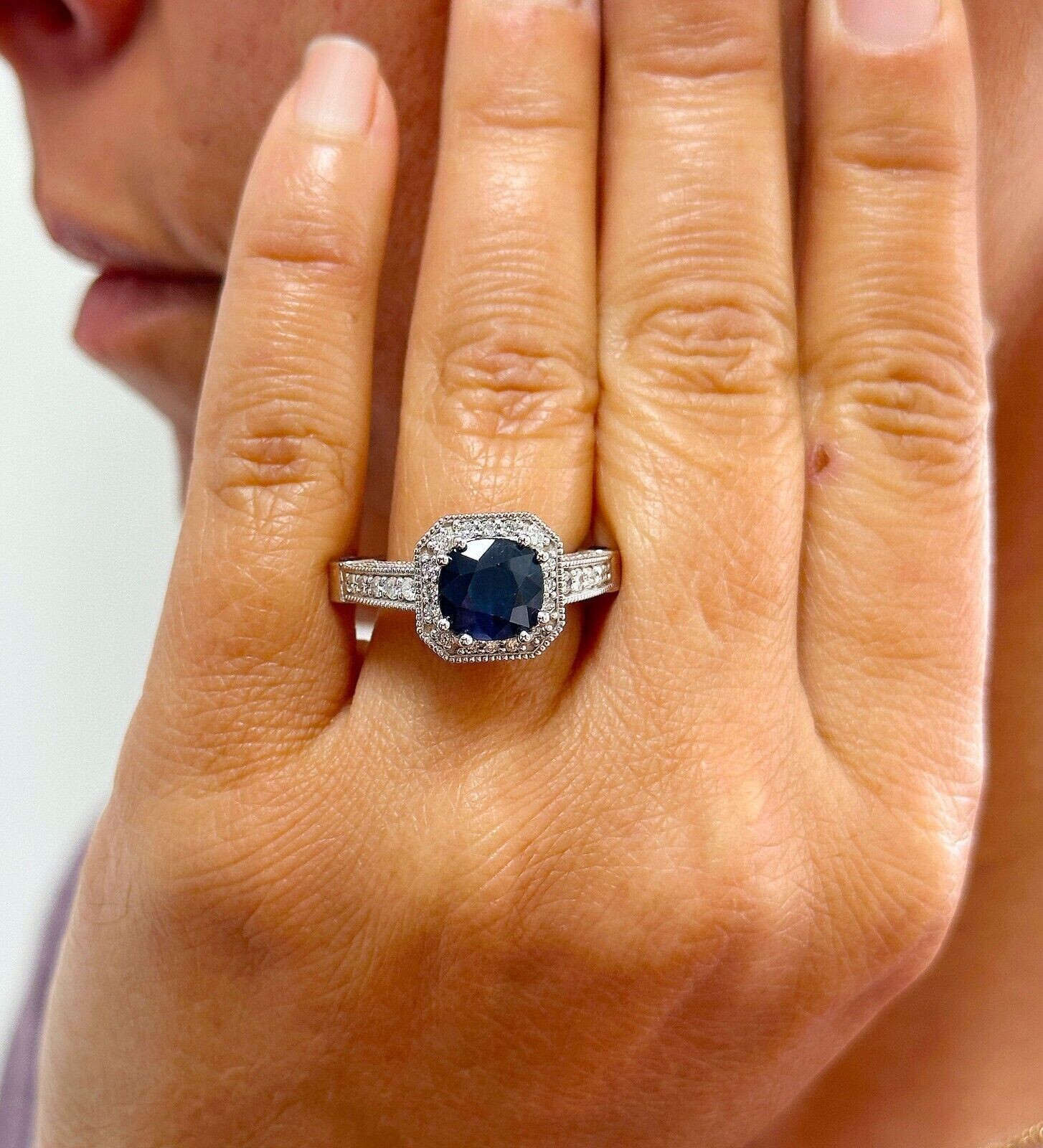 14k White Gold Plated In 2Ct Round Cut Simulated Sapphire Women’s Stunning Ring