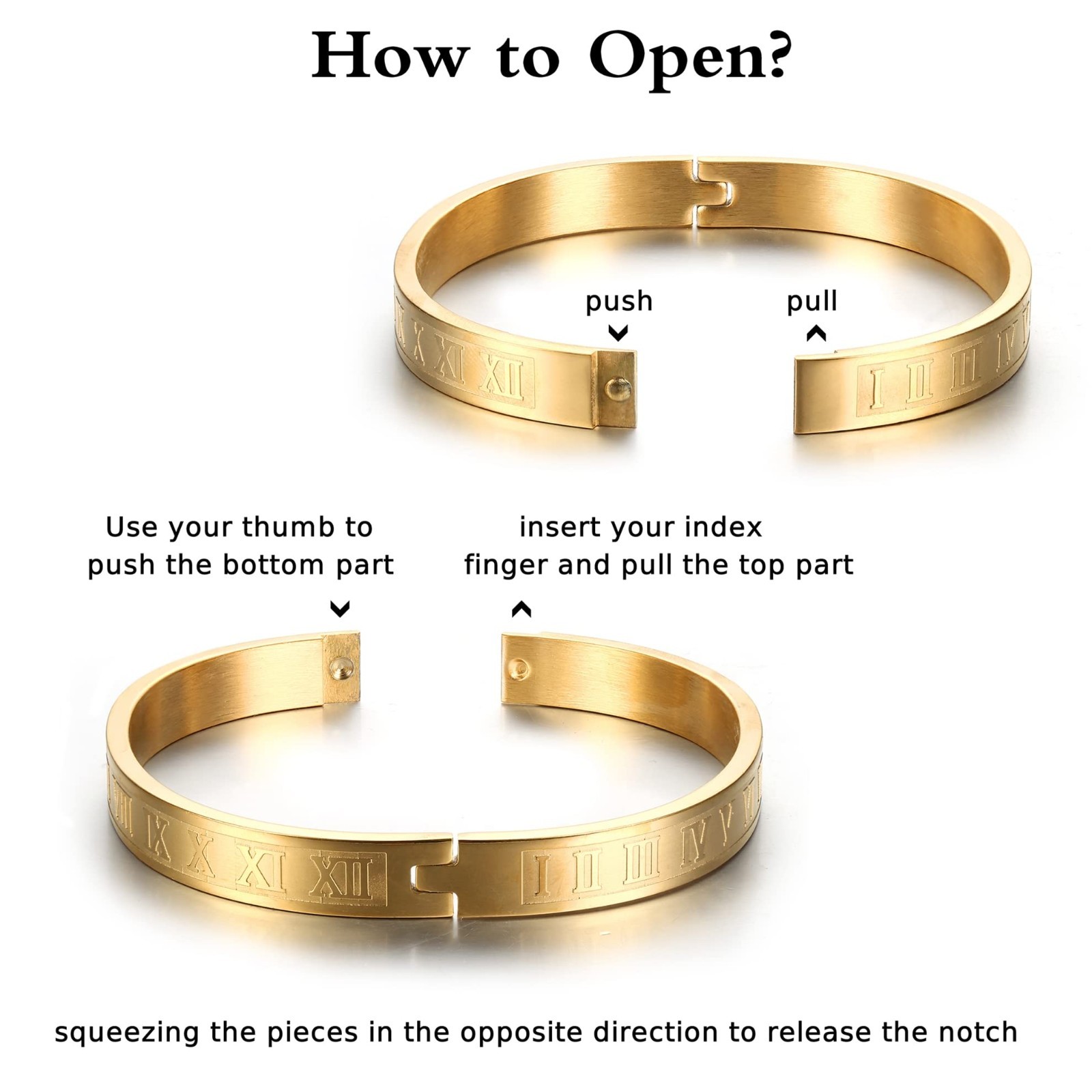 3Pcs Men’s Stainless Steel Adjustable Bracelets – Roman Numeral & Twisted Cable
