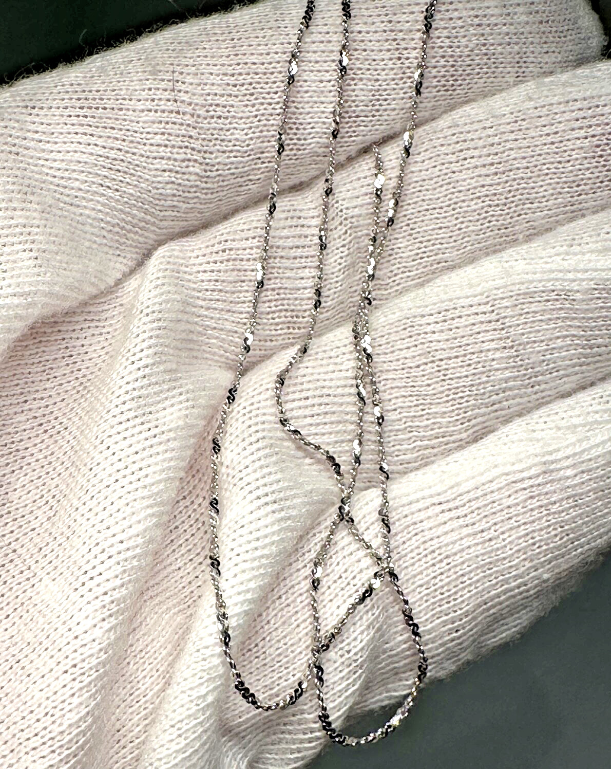 DAINTY ~20″ DANECRAFT DIAMOND TWIST ITALIAN STERLING SILVER CHAIN NECKLACE H12