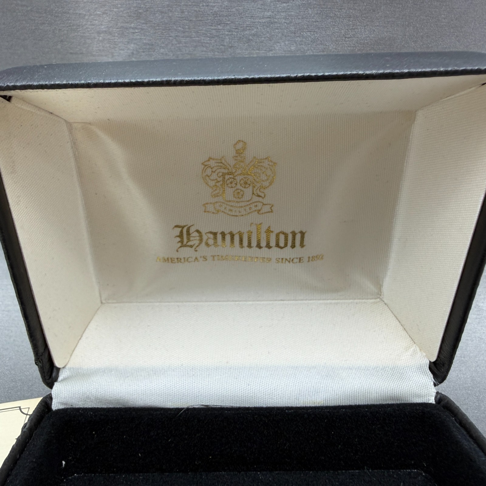 Hamilton Presentation Watch Box Case Black Cream W/Manuals Vintage Masterpiece