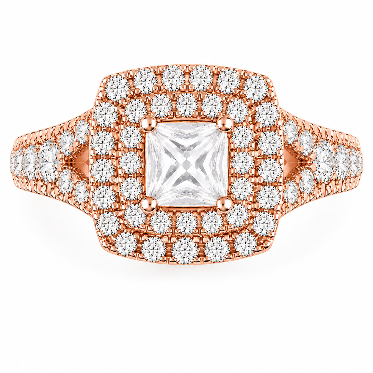 1.00Ct Pear & Round Moissanite Halo Engagement Ring in 925 Silver for Women