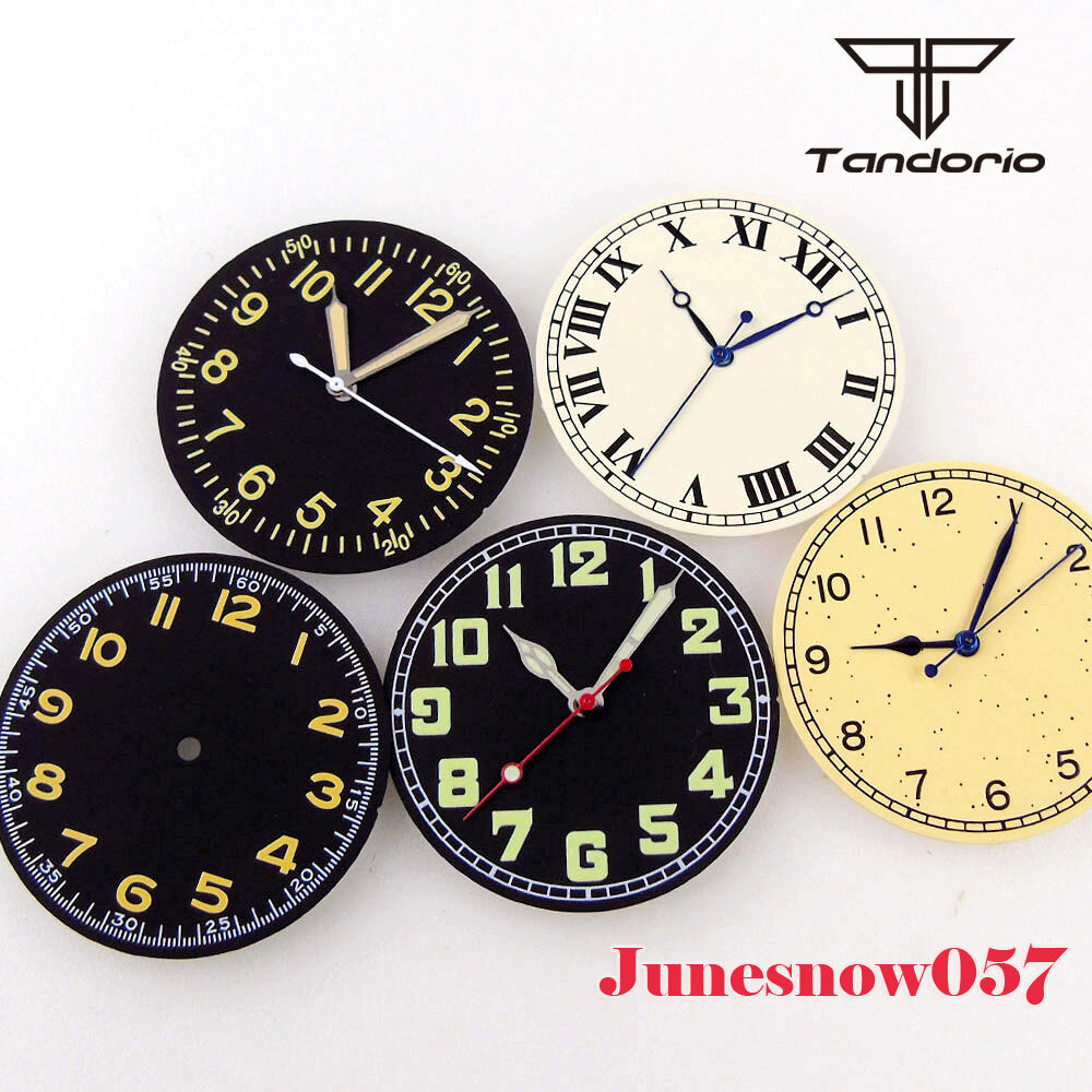 Tandorio 33.5MM Black/Yellow/White Watch Dial Fit NH35 NH36 SKX ETA2824 Movement