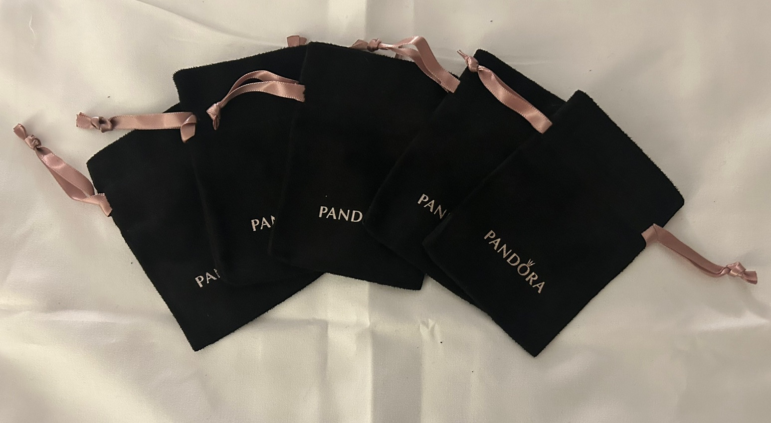 (5) New Pandora jewelry anti tarnish black velvet pouch/ Bracelet Pouch In A Lot